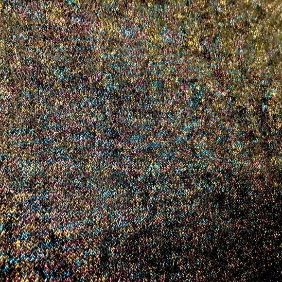 Zara Knit Metallic Thread Women's Sweater Size S Black Short Sleeve Rolled Hems - Picture 6 of 8